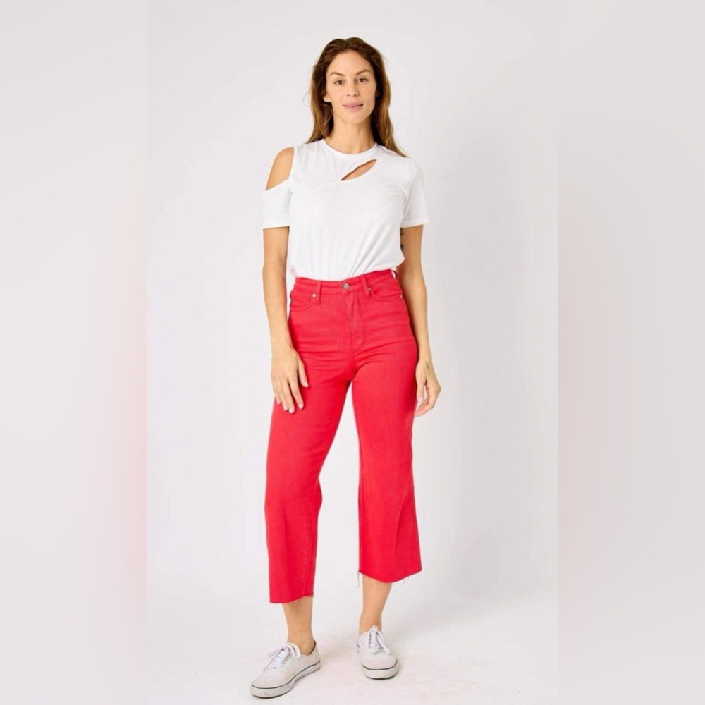 Judy Blue Red Ankle Cropped Jeans